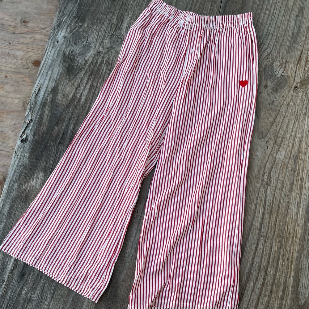 Red and White Striped Pajama Pants